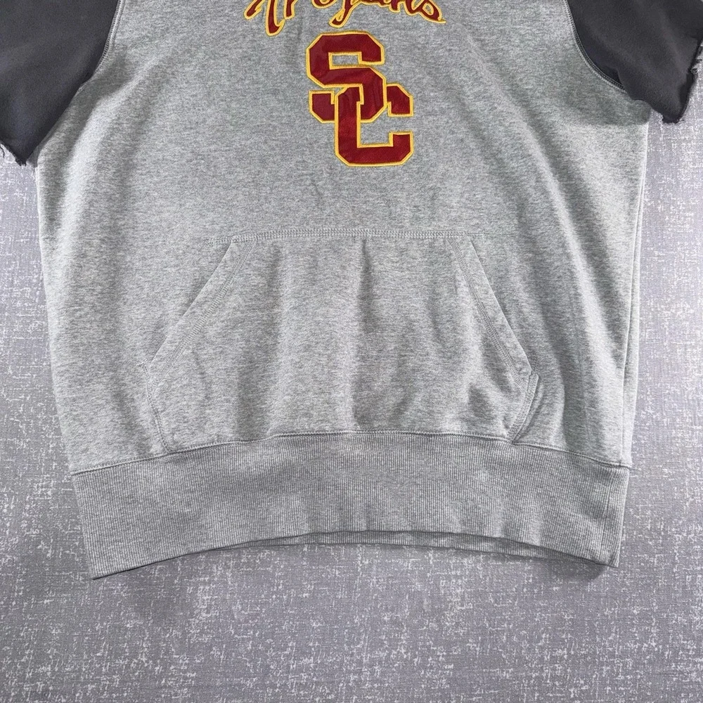 USC Trojans Hoodie Sweatshirt Mens XL Gray NCAA Football Nike Short Sleeve